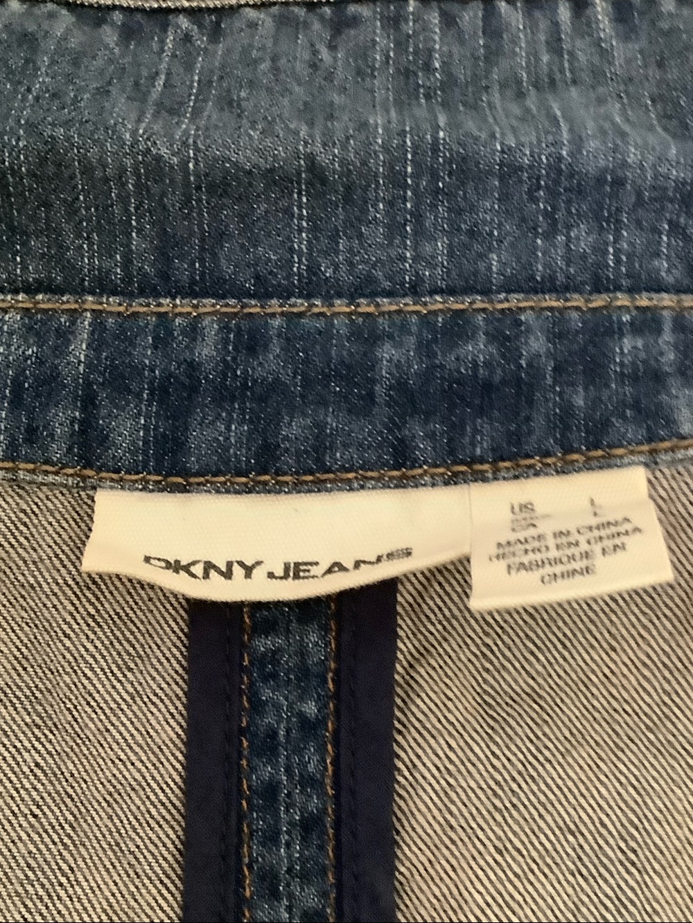 Dkny Dark Blue Denim Tailored Vest with Frayed Trim - Picture 4 of 4